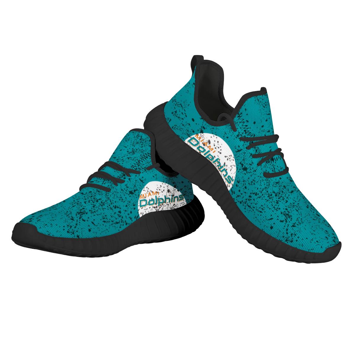 Women's Miami Dolphins Mesh Knit Sneakers/Shoes 017